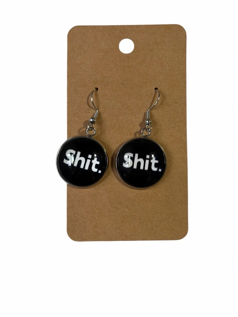 Black Novelty 'Shit.' Dangle Earrings - Unbranded